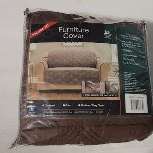 New Faux Suede Secure Fit Loveseat Slipcover Waterproof Machine Washable Brown